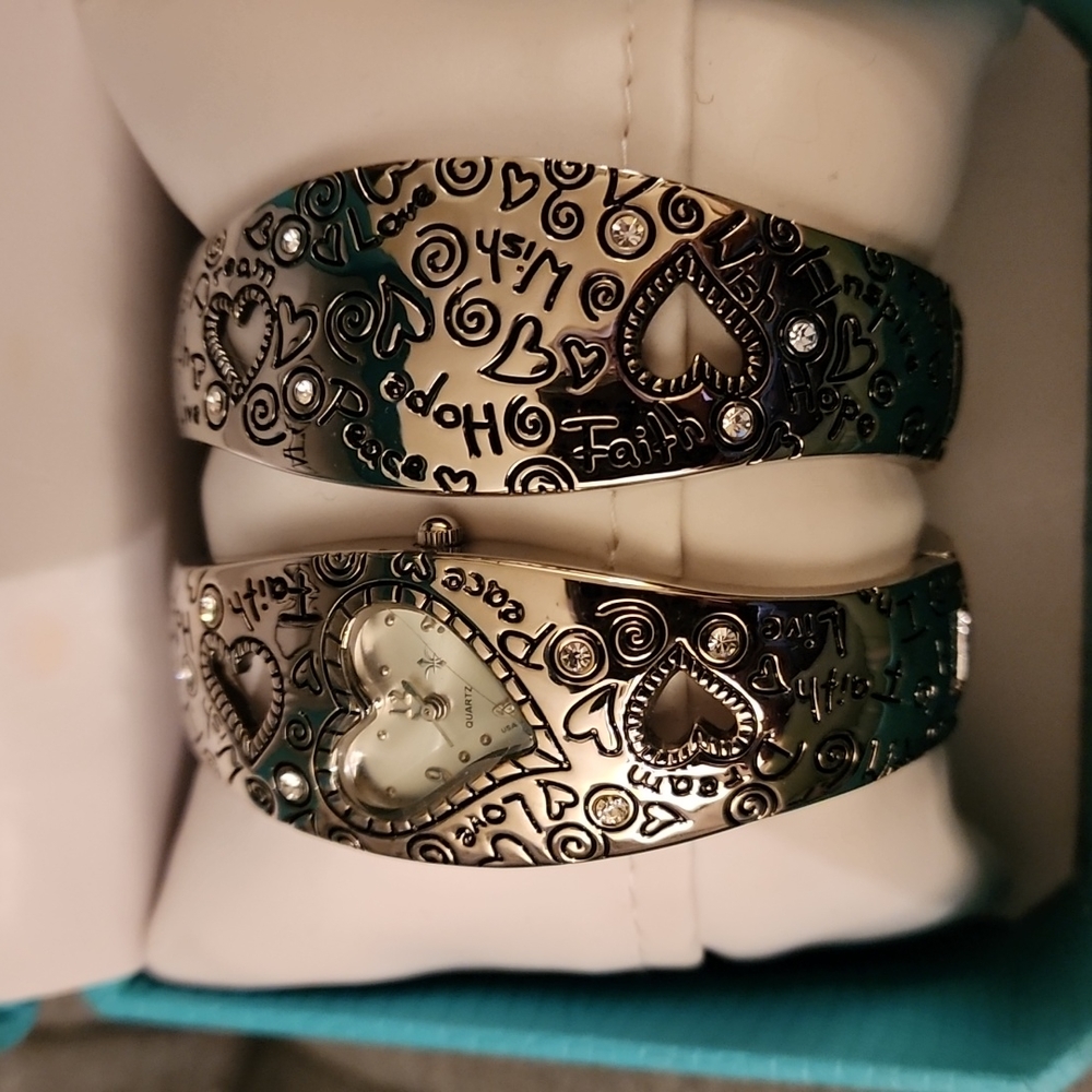 CATO Silver Tone Rhinestone Cuff Watch women’s with bracelet